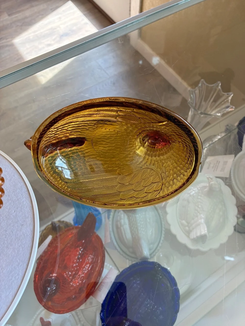 Indiana Glass Golden Amber Hen on Nest Covered Candy Dish Vintage